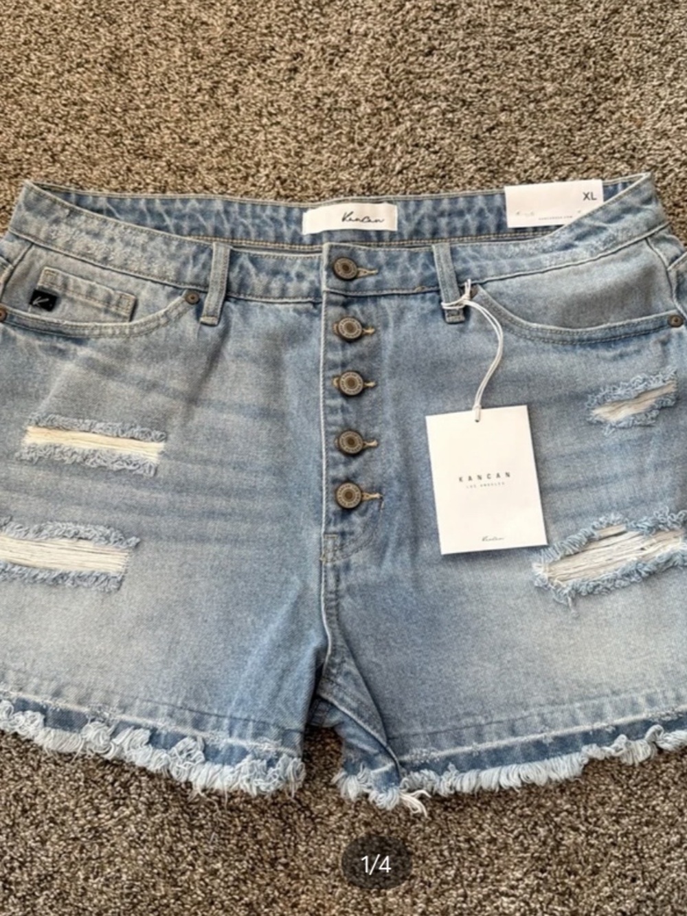 Kancan Distressed Denim Jean Shorts in Blue XL NWT